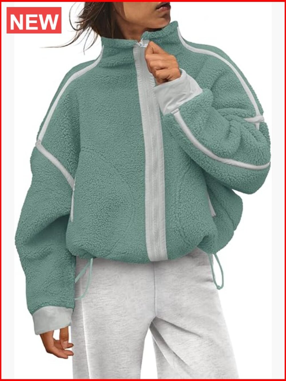 Fleece Zip Up Jacket Fuzzy Sherpa Teddy Coat Winter Outerwear with Pockets - Picture 1 of 6